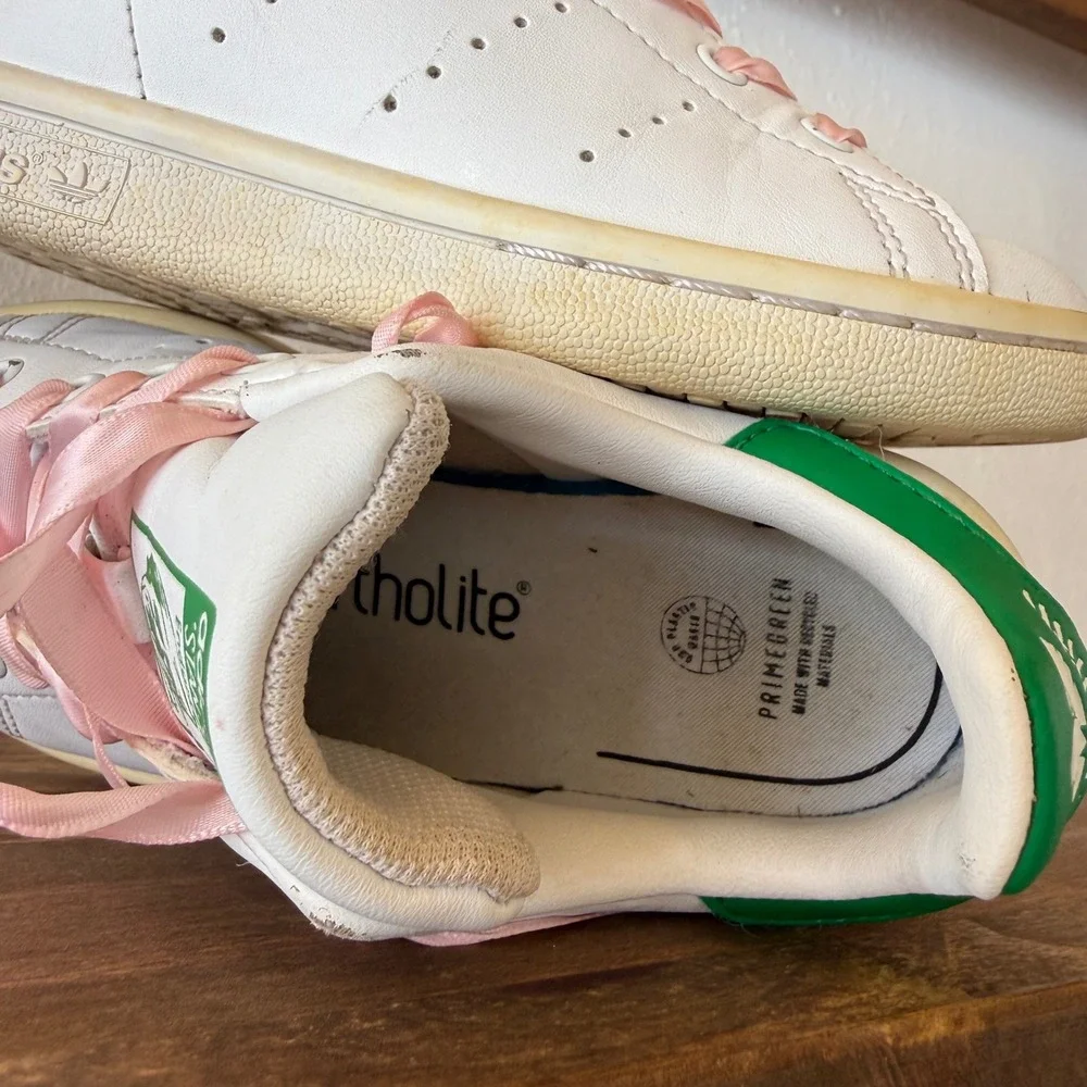 Adidas Stan Smith White Green Pink Kids Sneakers Size 11K FX7524